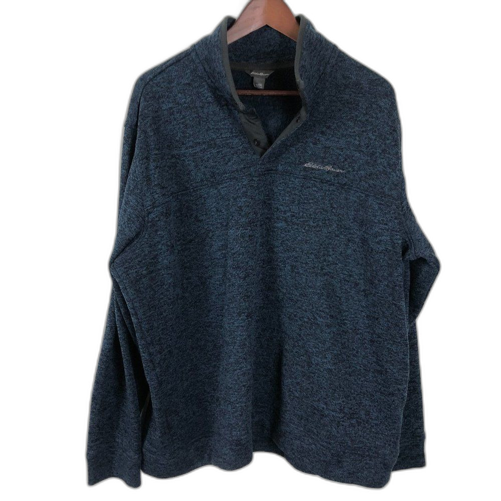Eddie Bauer Blue Radiator Fleece Mock Snap Sweater Men's Size XXL